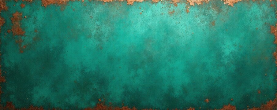 Green copper patina, weathered metallic texture Top view , backdrop, surface