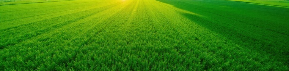 High-angle view of drone above lush green crops, flying, autumn