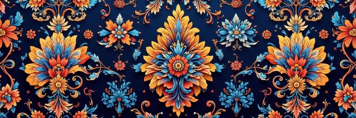 Intricate paisley damask seamless pattern, rich texture , ornate, floral