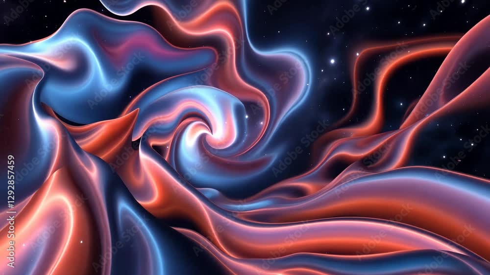 Aufkleber A colorful swirl of fabric with a blue and red stripe. The fabric is flowing and has a star pattern