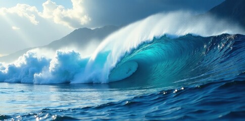 Massive wave crests, crashing on Oahu's North Shore , surfing, winter, power