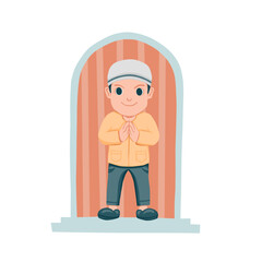 Vector illustration of Muslim child, happy Eid