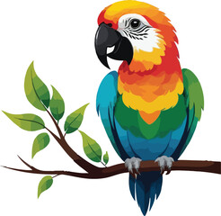 Parrot sitting on branch, Parrot Illustration vector design