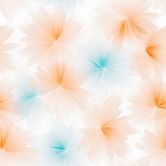 Abstract floral pattern with soft pastel orange and blue petals for elegant design