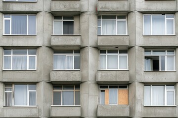 Common appearance of concrete apartment block Post Soviet concrete structure