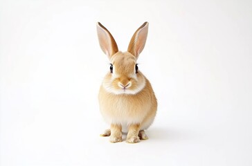 Obraz premium Cute Fluffy Rabbit Sitting on White Background with Adorable Expression
