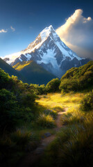  mountain majesty with golden peaks