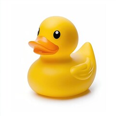 Playful Yellow Rubber Duck Floating in a Calm Bathtub with Soft Natural Light
