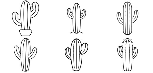 Cactus Outline Coloring Page Printable Line Art Drawing