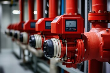 Condominium fire safety setup red generator pump for sprinklers fire alarm control electric and diesel pumps for firefighting blank area