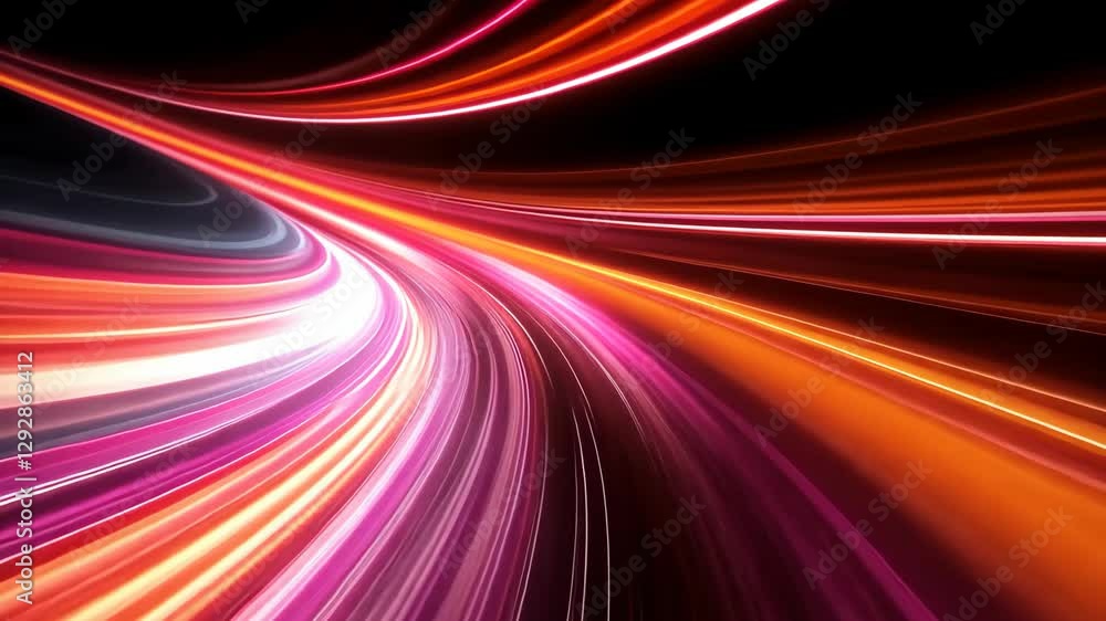 Poster vivid light trails weaving through dynamic curves in motion