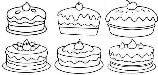 Cake Outline Coloring Page Printable Line Art Drawing