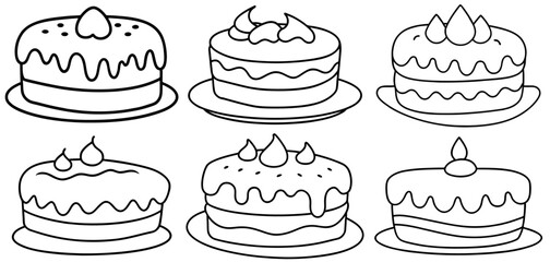 Cake Outline Coloring Page Printable Line Art Drawing