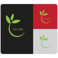 Green leaf background logo vector element symbol template