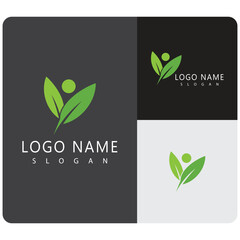 Green leaf background logo vector element symbol template