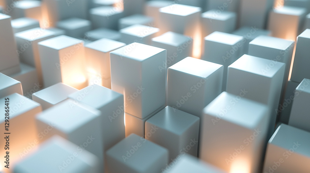 Poster abstract white cubes background modern geometric design pattern 3d art grey light style image shapes