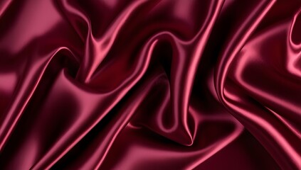 Obraz premium abstract satin waves in deep red with golden highlights for premium decorative textures