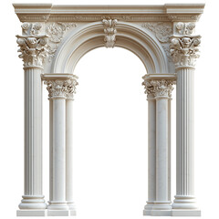 Naklejka premium Elegant Classic Marble Arch Columns Design 3d art home white isolated on transparent background