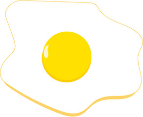 a sunny-side-up fried egg with a bright yellow yolk and a white outline. Perfect for food-related designs, breakfast menus, or culinary themes.