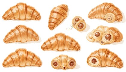 Artistic croissant creations bakery food photography indoor close-up culinary creativity
