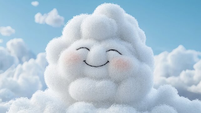 Smiling Cloud in Sky, Happy Weather, Cartoon, Background