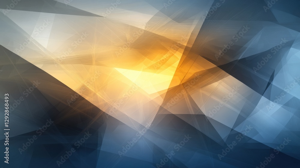 Poster abstract geometric pattern with blue and orange hues creating a dynamic visual effect