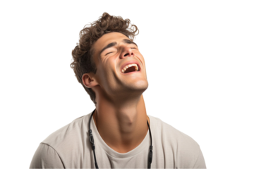  Athlete Looking Upwards Isolated on Transparent Background