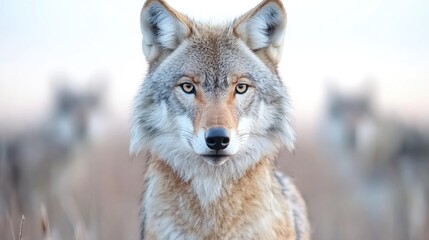 Obraz premium Coyote portrait in field at dawn. Possible use Nature photography