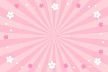 ピンクのサンバーストと桜の背景　集中線　