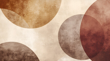 Minimalist Abstract Background in Warm Earthy Tones Overlapping Pastel Circles in Brown and Off-White