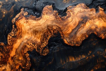 Obraz premium Epoxy resin art featuring stabilized persimmon burl wood panorama