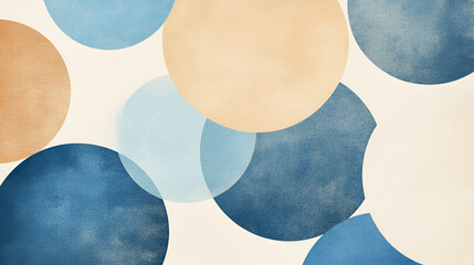 Minimalist Abstract Background with Soft Pastel Circles, Trendy Overlapping Shapes in Beige, Blue, and White