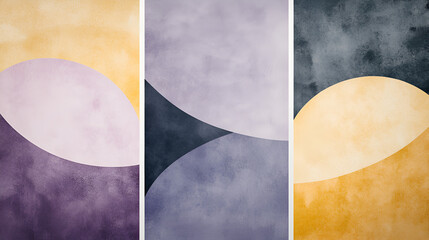 Mid-Century Modern Art Print Set with Soft Watercolor Tones, Contemporary Geometric Watercolor Posters in Subtle Pastels
