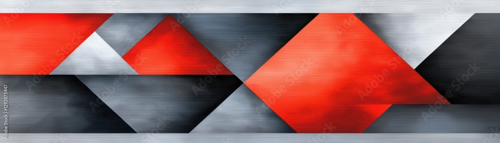 Poster dynamic interplay of red and black triangles in abstract geometric art, a modern minimalist composit