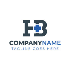 Fototapeta premium Letters HB Medical Plus Logo, for hospitals, clinics, pharmacy with HB or BG initials