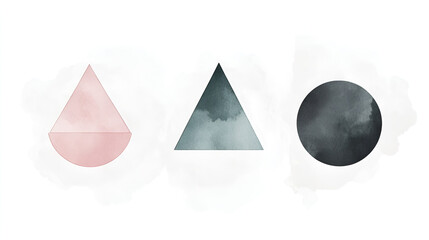 Mid-Century Modern Art Set with Watercolor Shapes in Pastel Hues
