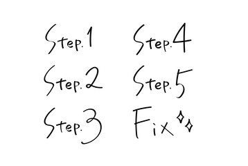 ステップ 見出し ラフな手書き、落書き風アイコン セット