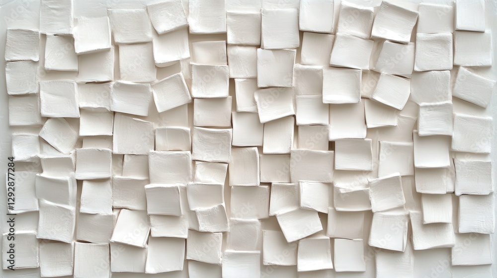 Poster a textured arrangement of white squares creating a minimalist background for artistic use