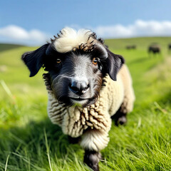 Curious Sheep in Verdant Meadow