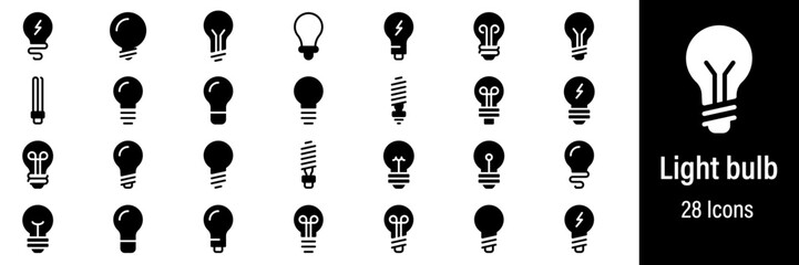 Light Bulb Web Icons. Idea, Lighting, Idea Lamp, Lightbulb, Creativity. Vector in Line Style Icons