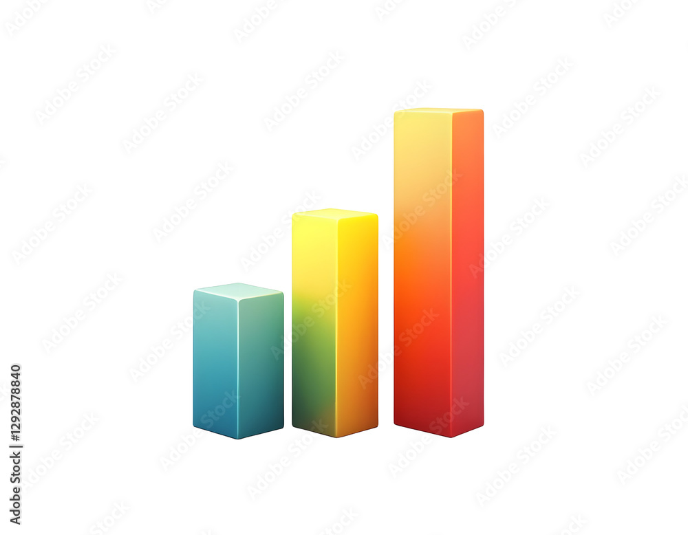 Aufkleber Colorful Bar Graph Representing Data Trends, with Vivid Gradients and Dynamic Shapes