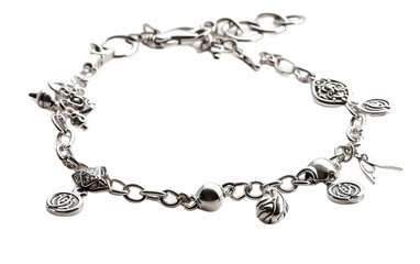 Silver Charm Bracelet on transparent background PNG.