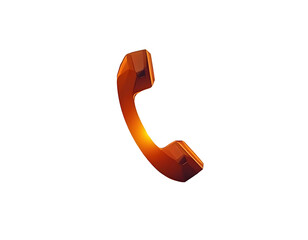 Stylized Orange Telephone Receiver with a Modern Look Against a Clean Background