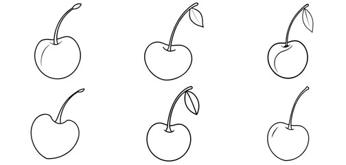 Cherry Outline Coloring Page Printable Line Art Drawing