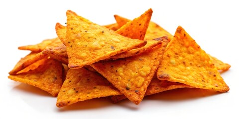 Fototapeta premium Doritos snack on white background, colorful, crunchy snack, colorful,crunchy snack, vibrant, tortilla chips