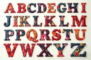 letters of the English alphabet in patchwork styles