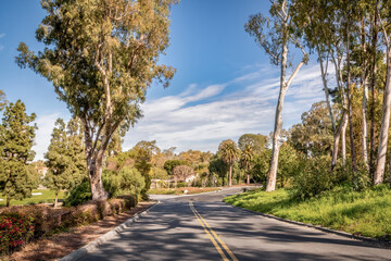 Streets and roads of Palos Verdes Estates, displaying clean neighborhood, community enhanced environment, lush landscape with ocean and countryside views