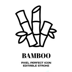 Bamboo symbol, featuring an editable stroke outline icon isolated on white background flat vector illustration. Pixel perfect