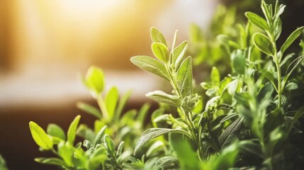 Obraz premium Flourishing Herb Garden in Summer Sunlight