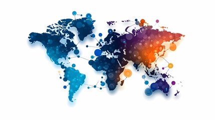 Fototapeta premium A colorful, abstract world map design featuring circular dots, symbolizing connectivity and global interaction.